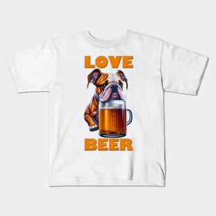 Cute Bulldog With A beer Mug Kids T-Shirt